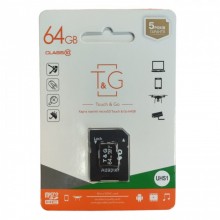 Карта памяти 64Гб MicroSDXC "T&G" флешка 64 гб с адаптером С10 UHS-3