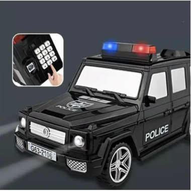 Детская копилка-сейф с кодовым замком и отпечатком пальца машинка Police