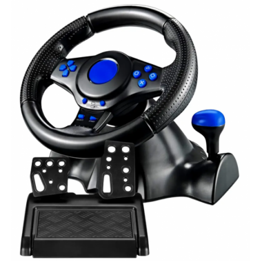 Руль игровой с педалями и коробкой передач для ноутбука пк ps2 ps3 pc usb vibration steering wheel гонки