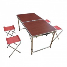 Стол для пикника походной раскладной со 4 стульями Folding Table 120х60х55/60/70 см 3 режима высоты Коричневый Стол для пикника походной раскладной со 4 стульями Folding Table 120х60х55/60/70 см 3 режима высоты Коричневый