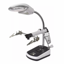 Держатель "третья рука" MG16090C лупа, крокодилы, LED-подсветка Держатель "третья рука" MG16090C лупа, крокодилы, LED-подсветка