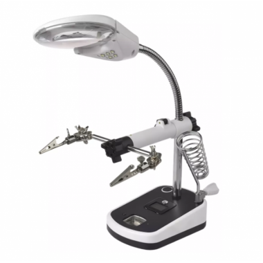 Держатель "третья рука" MG16090C лупа, крокодилы, LED-подсветка