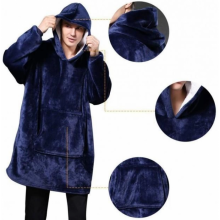 Толстовка-плед с капюшоном Huggle Hoodie Ultra Plush Blanket | Плюшевая кофта | Плед с рукавами Oversize Синий Толстовка-плед с капюшоном Huggle Hoodie Ultra Plush Blanket | Плюшевая кофта | Плед с рукавами Oversize Синий