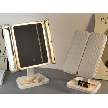 Зеркало для макияжа аккумуляторное вращающееся регулируемое с LED подсветкой тройное XW-810