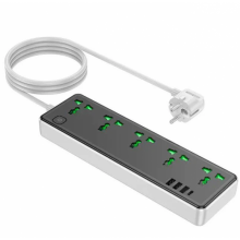 Сетевое зарядное устройство удлинитель Hoco AC13A 3 USB/ Type-C 5 розеток 1m Черный
