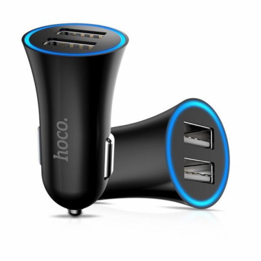 Автомобильное зарядное устройство от прикуривателя HOCO UC204 2USB 2,4A Чёрный