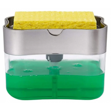 Диспенсер для моющего средства с подставкой для губки Soap Pump & Sponge Caddy Серый