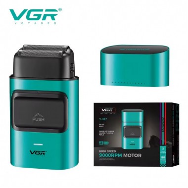 Электробритва шейвер для бороды, с USB, VGR V-307 / Аккумуляторная бритва / Триммер для лица Зелёный