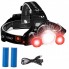 Фонарь налобный с красным светом PLD 3000-T6+2XPE (RED), 2x18650, ЗУ Type-C