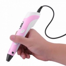 3D ручка для рисования с экраном 3д Ручка Pen3 MyRiwell с LCD дисплеем Розовая + трафарет 3D ручка для рисования с экраном 3д Ручка Pen3 MyRiwell с LCD дисплеем Розовая + трафарет