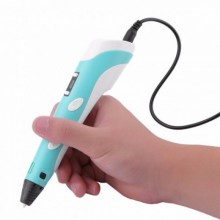 3D ручка для рисования с экраном 3д Ручка Pen3 MyRiwell с LCD дисплеем + трафарет Голубая 3D ручка для рисования с экраном 3д Ручка Pen3 MyRiwell с LCD дисплеем + трафарет Голубая
