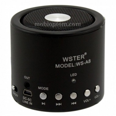 Портативная колонка WSTER WS-A8 Мини-колонка с MP3, USB и FM-pадио Чёрная