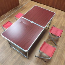 УЦЕНКА Стол для пикника походной раскладной со 4 стульями Folding Table 120х60х55/60/70 см 3 режима высоты Коричневый УЦЕНКА Стол для пикника походной раскладной со 4 стульями Folding Table 120х60х55/60/70 см 3 режима высоты Коричневый
