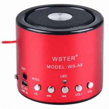 Портативная колонка WSTER WS-A8 Мини-колонка с MP3, USB и FM-pадио Красная