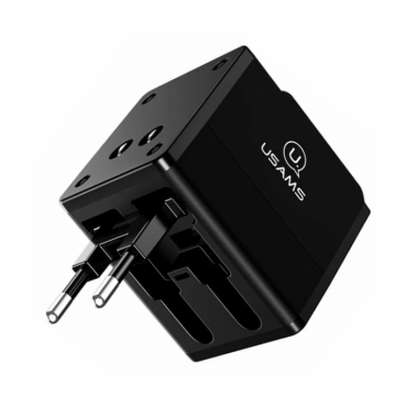 Универсальный адаптер Сетевое зарядное устройство 2хUSB, Usams T2