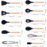 Силиконовый кухонный набор принадлежностей с деревянной ручкой Kitchenware Set 19 предметов Черный