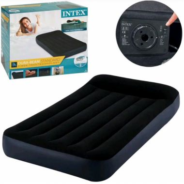 Intex Велюр матрас с подголовником 64146 ND 99х191х25см, со встроенным насосом 220 V, одноместный