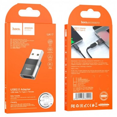 Переходник Hoco UA17 Type-C to USB Черный