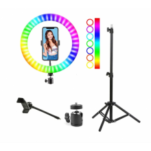 Кольцевая LED RGB лампа 30 см MJ30 с держателем для телефона селфи кольцо для блогера СО ШТАТИВОМ Кольцевая LED RGB лампа 30 см MJ30 с держателем для телефона селфи кольцо для блогера СО ШТАТИВОМ