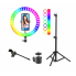 Кольцевая LED RGB лампа 30 см MJ30 с держателем для телефона селфи кольцо для блогера СО ШТАТИВОМ