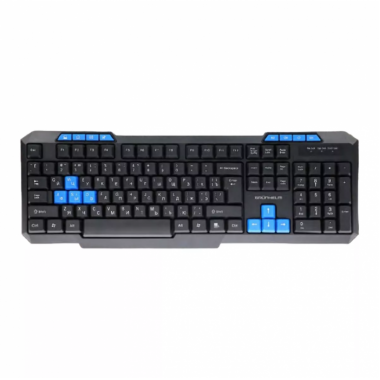 Клавиатура компьютерная проводная USB GRUNHELM KB-606WD Чёрная с синим