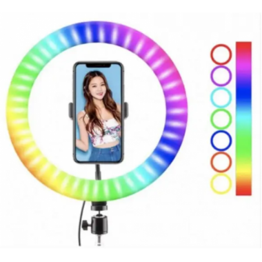 Кольцевая LED RGB лампа 30 см MJ30 с держателем для телефона селфи кольцо для блогера