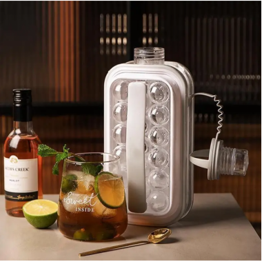Силиконовая форма для льда на 17 шариков ICE CUBE TRAY Переносная бутылка для льда Серая