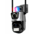 Уличная охранная WIFI камера видеонаблюдения Dual Lens Поворотная камера наблюдения с сиреной