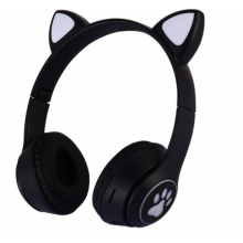 Беспроводные наушники с кошачьими ушками и RGB подсветкой FM радио, micro SD Cat MZ-023 Чёрные Беспроводные наушники с кошачьими ушками и RGB подсветкой FM радио, micro SD Cat MZ-023 Чёрные