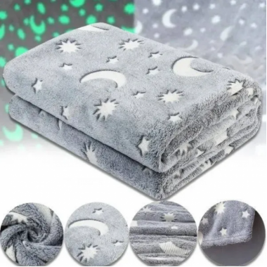 Светящийся теплый и нежный плед для детей и подростков 100x150 Magic Blanket Серый