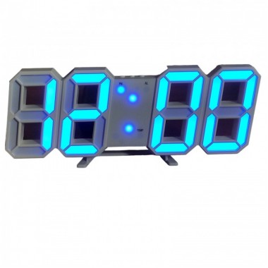 Электронные настольные LED часы с будильником и термометром LY 1089 белые (Синяя подсветка)