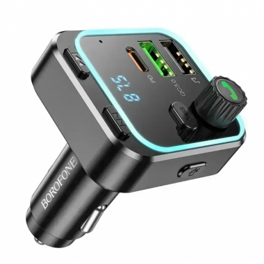 Автомобильный FM модулятор Borofone BC53 Highway трансмиттер PD20W/QC3.0 с Bluetooth V5.0 c быстрой зарядкой