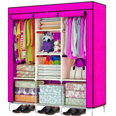 Складной тканевый шкаф, шкаф для одежды Storage Wardrobe 88130 на 3 секции Розовый