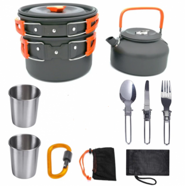 Набор туристической металлической посуды для походов Camping cooking