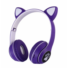 Беспроводные наушники с кошачьими ушками и RGB подсветкой FM радио, micro SD Cat MZ-023 Фиолетовые Беспроводные наушники с кошачьими ушками и RGB подсветкой FM радио, micro SD Cat MZ-023 Фиолетовые