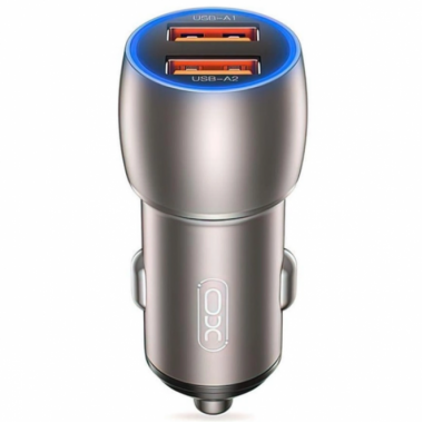 Автомобильное зарядное устройство XO CC52 QC 3.0 36W/2USB 12/24V быстрая зарядка Серый