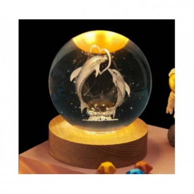 Декоративный 3D ночник хрустальный шар Crystal Ball Дельфин 