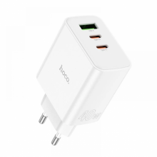 Сетевое зарядное устройство адаптер HOCO C126A Pure 1USB/2Type-C, 40W, поддержка быстрой зарядки PD/QC/FCP/AFC Сетевое зарядное устройство адаптер HOCO C126A Pure 1USB/2Type-C, 40W, поддержка быстрой зарядки PD/QC/FCP/AFC