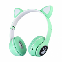 Беспроводные наушники с кошачьими ушками и RGB подсветкой FM радио, micro SD Cat MZ-023 Бирюзовые Беспроводные наушники с кошачьими ушками и RGB подсветкой FM радио, micro SD Cat MZ-023 Бирюзовые