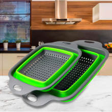 Дуршлаг силиконовый PRC - Collapsible Filter Baskets складной квадрантный 2 шт в комплекте Зелёный