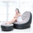 Надувное кресло диван 2в1 с пуфиком для ног A-Sofa до 150 кг с насосом Чёрный с серым