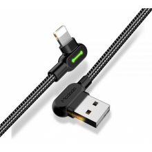 Двухсторонний зарядный кабель для iPhone iPad Mcdodo 90° USB to Lightning с LED подсветкой 1,2 м