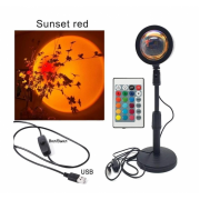 Проекционная разноцветная RGB LED лампа Sunset Lamp с эффектом заката с пультом, светильник заката/рассвета, 16 оттенков