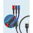 Кабель для зарядки телефонов AWEI CL 971 3 в 1 USB to Type-C+Lightning+MicroUSB 2,4A