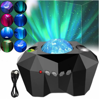 Ночник проектор звездное небо с bluetooth колонкой Aurora Moon Star Черный