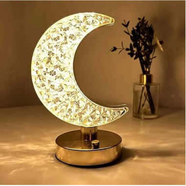 Настольная Лампа Ночник с Кристаллами Creatice Table Lamp 17 Аккумуляторный от USB Месяц