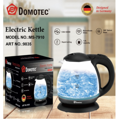 Электрический стеклянный чайник с LED подсветкой Domotec MS 7910 1л, 1650Вт