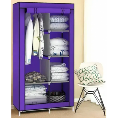 Тканевый шкаф для вещей Storage Wardrobe 88105 складной гардероб 2 секции, 105 х 45 х 170 см Фиолетовый