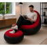 Надувное кресло диван 2в1 с пуфиком для ног A-Sofa до 150 кг с насосом Чёрный с красным