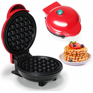 Электрическая мини вафельница Waffle Maker с антипригарным покрытием Красная